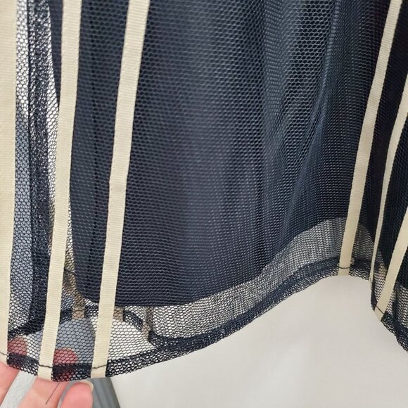 Ann Taylor LOFT Petites Black Cream Art Deco Tulle Layer Career Skirt Size 2P - Picture 2 of 4